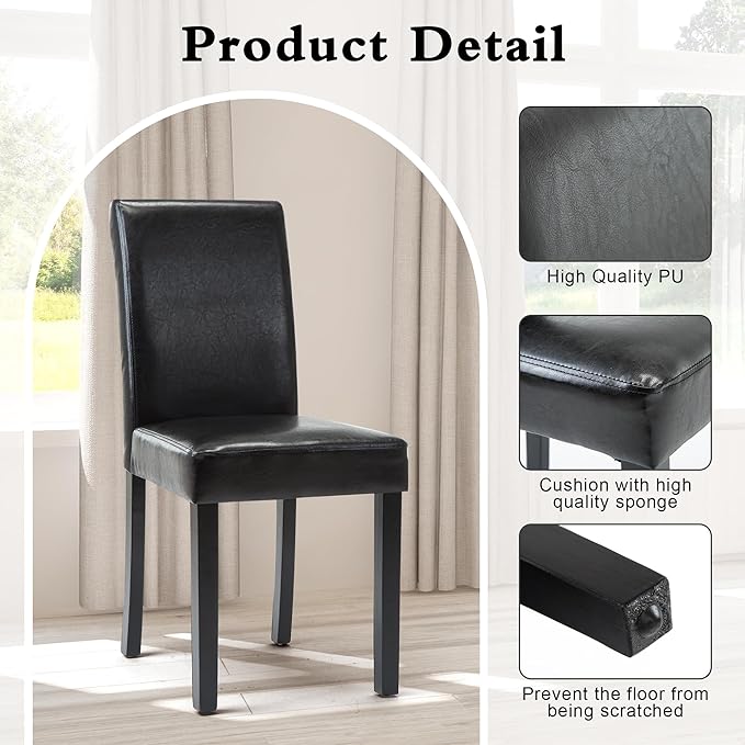 LSSPAID Dining Chairs Set of 4, PU Leather Padded Upholstered Modern Parson C...