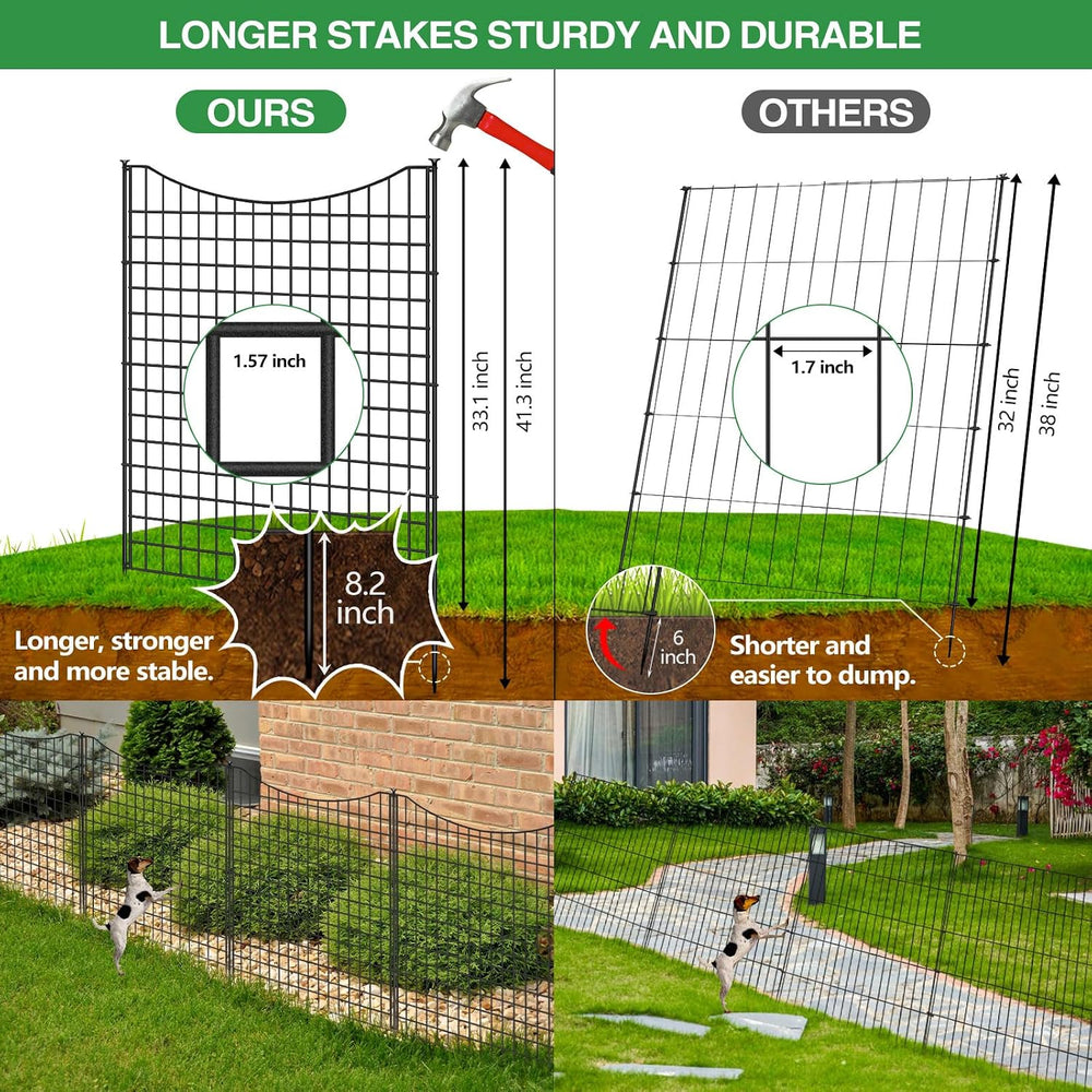 12 Panels Garden Fence Animal Barrier, 33 in(H) X 26 ft(L) Dog Fence Outdoor ...