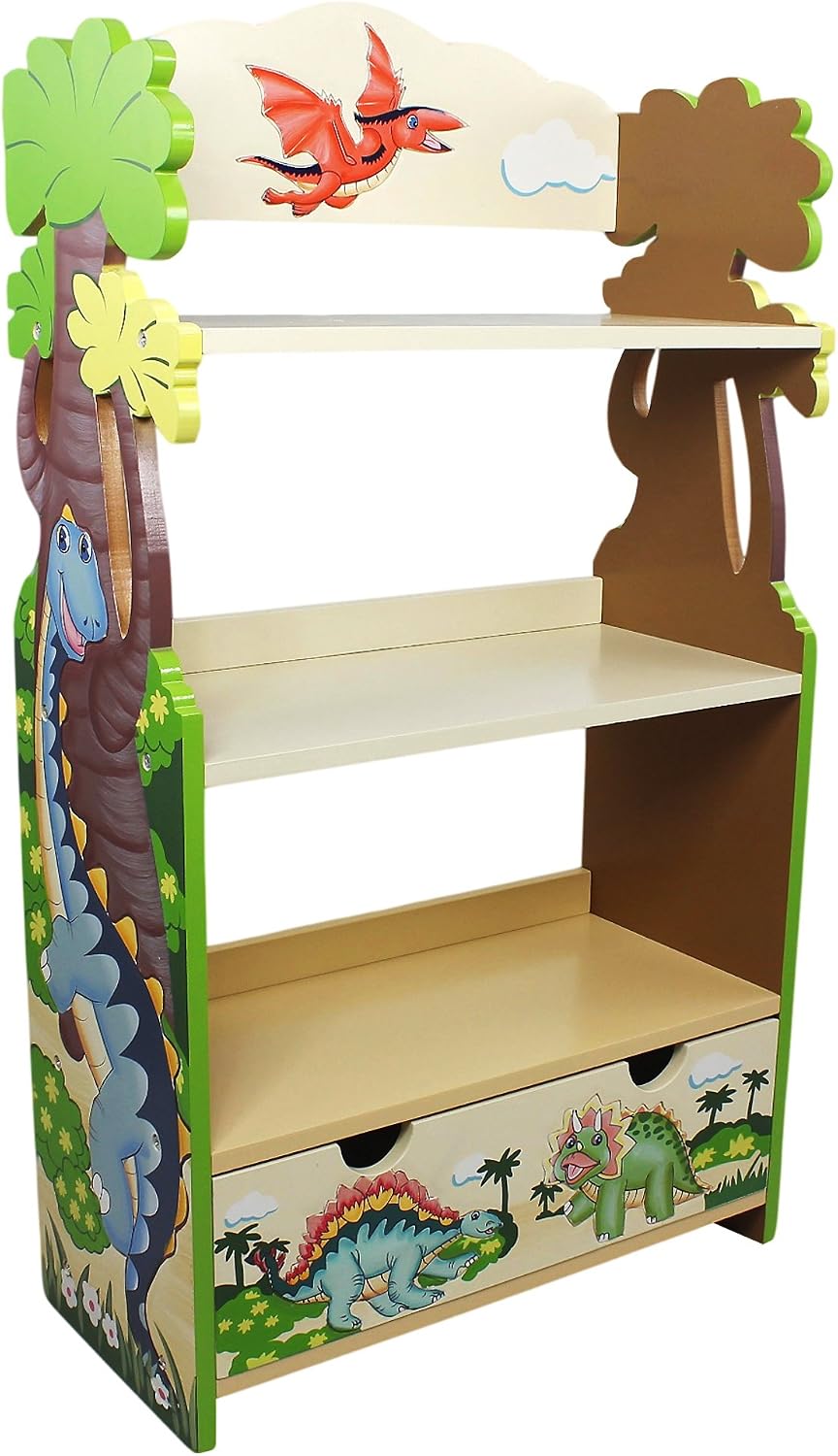 Fantasy Fields Dinosaur Kingdom Bookshelf with Storage Drawer, Multi