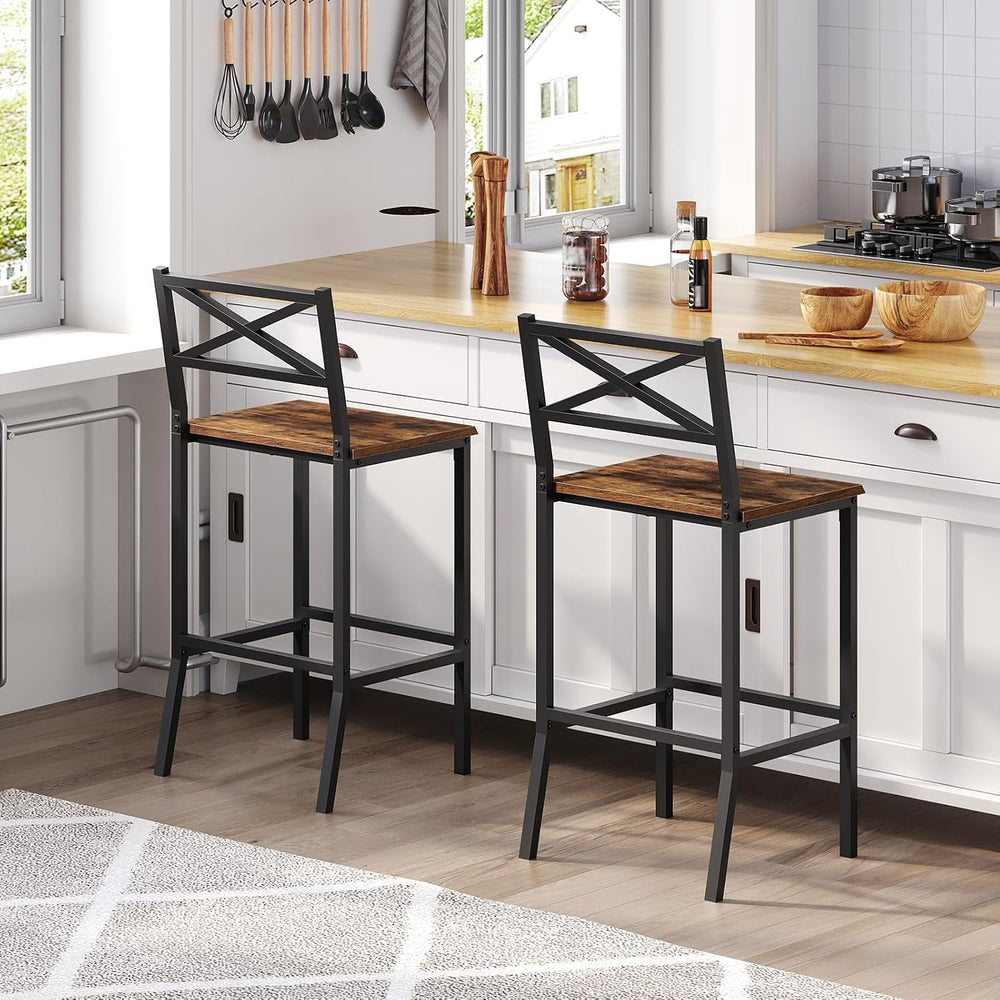 MAHANCRIS Bar Stools, Set of 2 Bar Chairs with Backrest and Footrest, 26"...