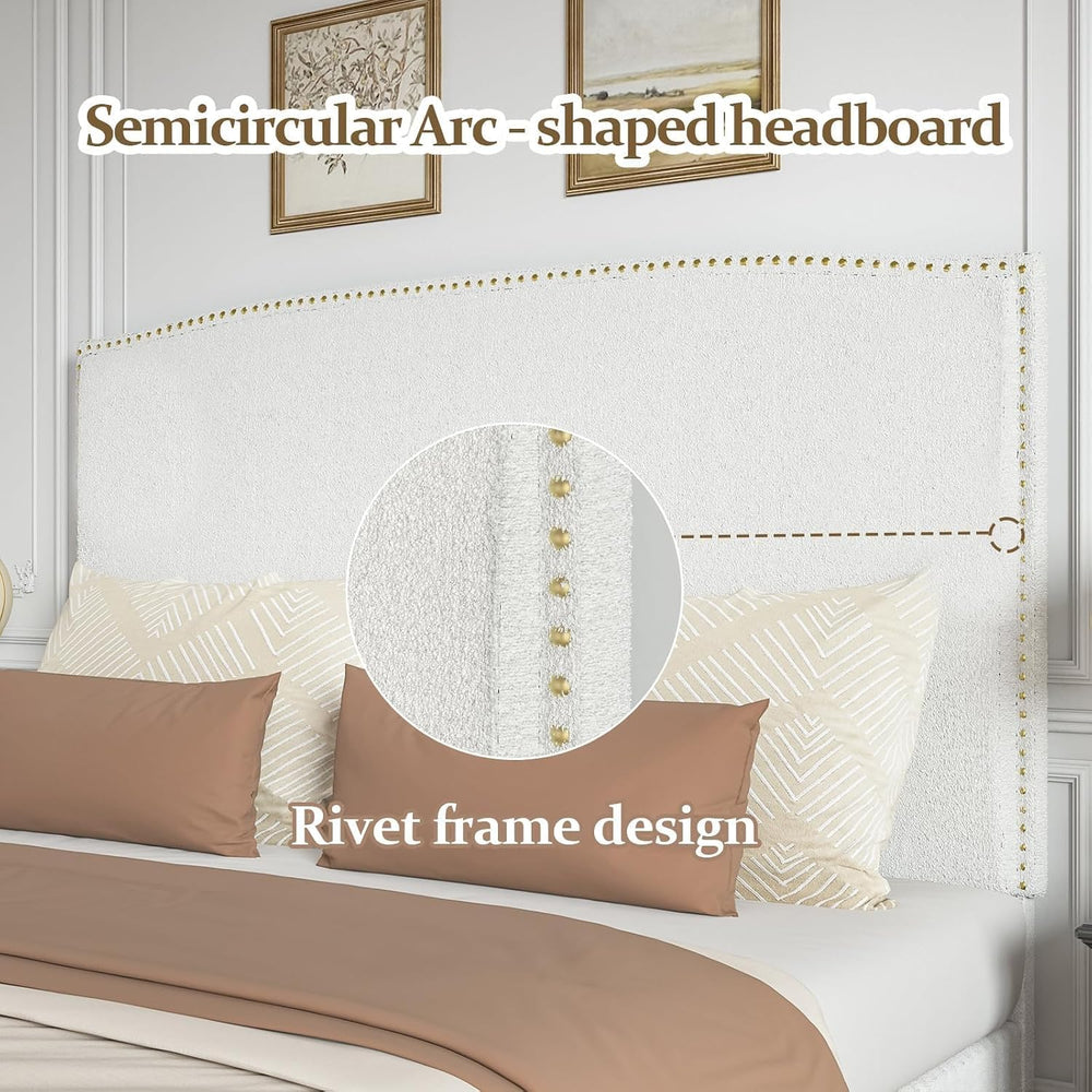 BarnFurin King Size Bed Frame with 56" Tall Headboard, White