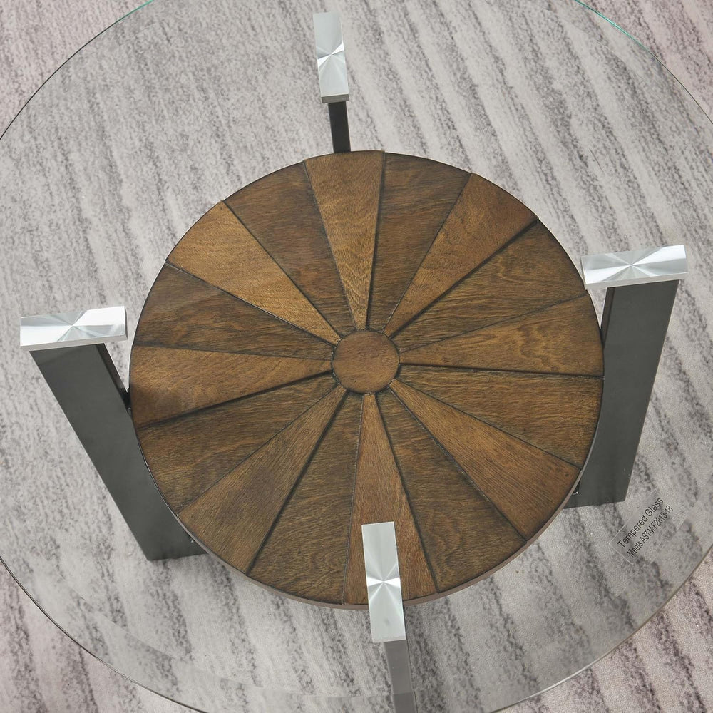 LEEMTORIG Round Glass End Table for Living Room, 23.8" Dia. x 24.4"...