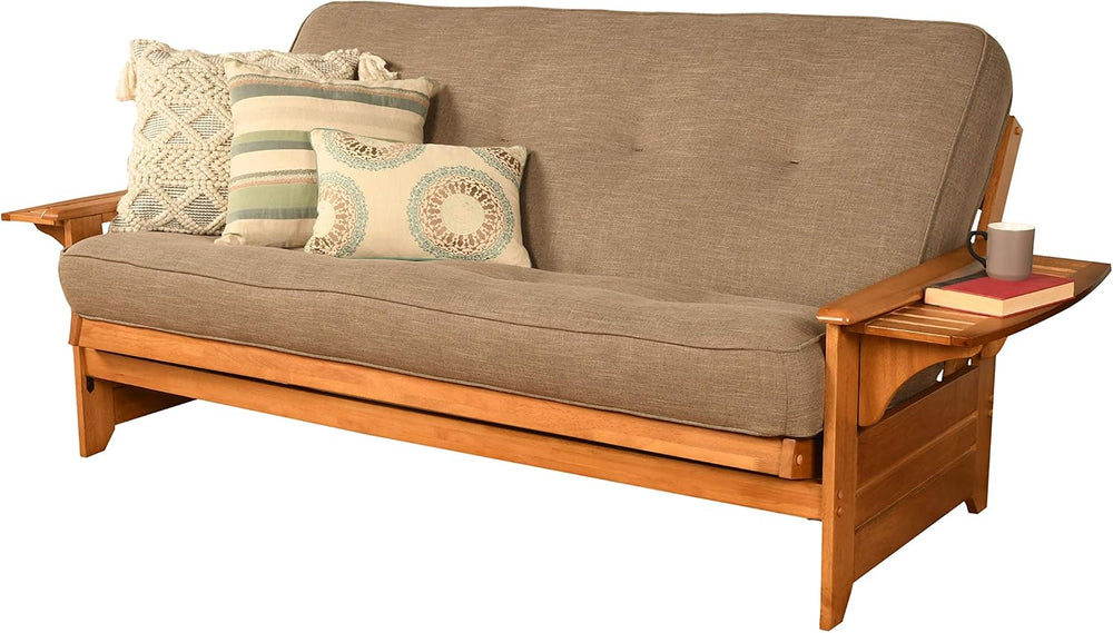 Kodiak Furniture Phoenix Full Size Futon In Butternut Finish, Linen Stone