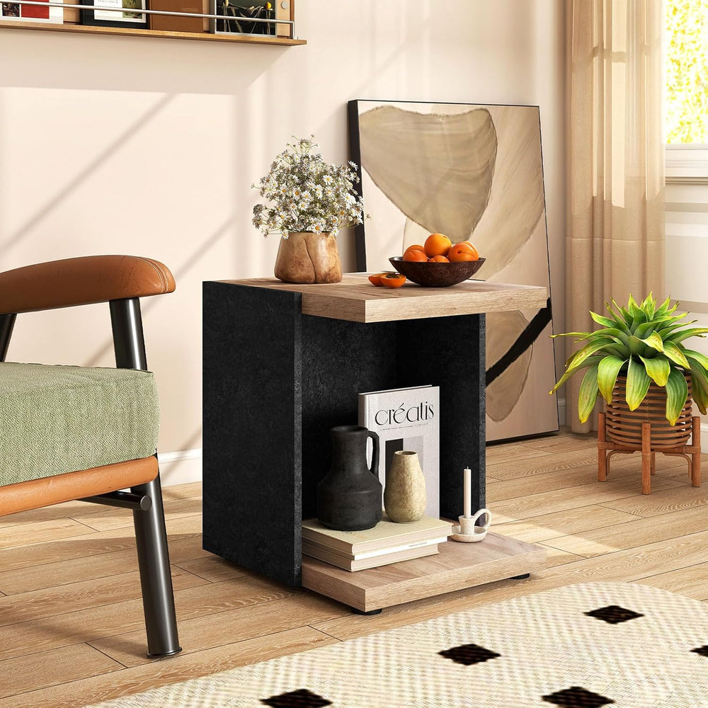 Giantex Modern End Table Set of 2, 2-Tier Sofa Side Table with Open Storage S...