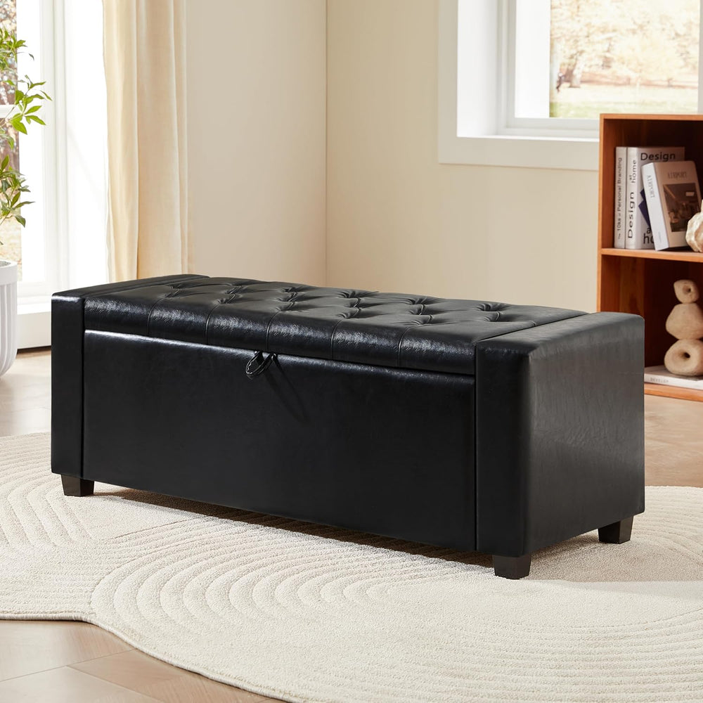 Royal Windsor Ottoman with Storage,Tufted Storage Bench with Safety Hinge,Hol...