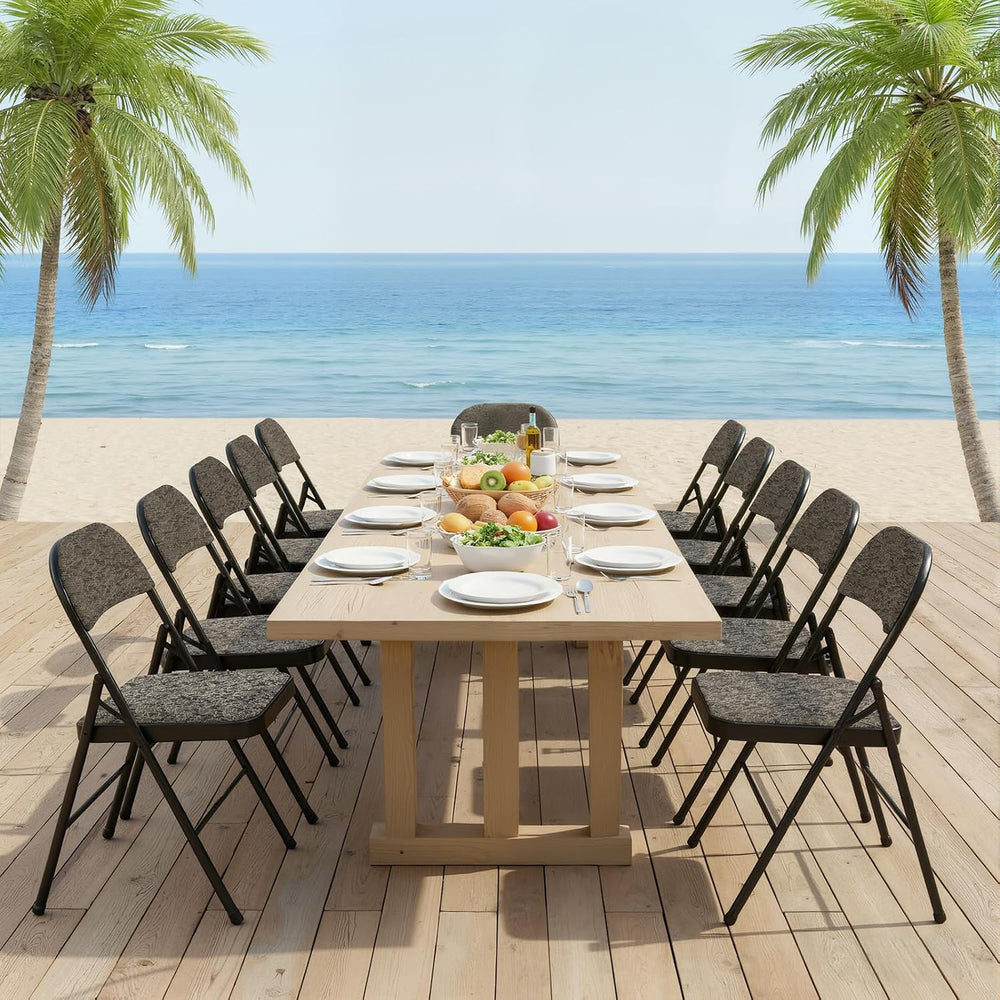 DUMOS Padded Folding Chairs 4 Pack, Foldable Dining Patio Chairs, Outdoor