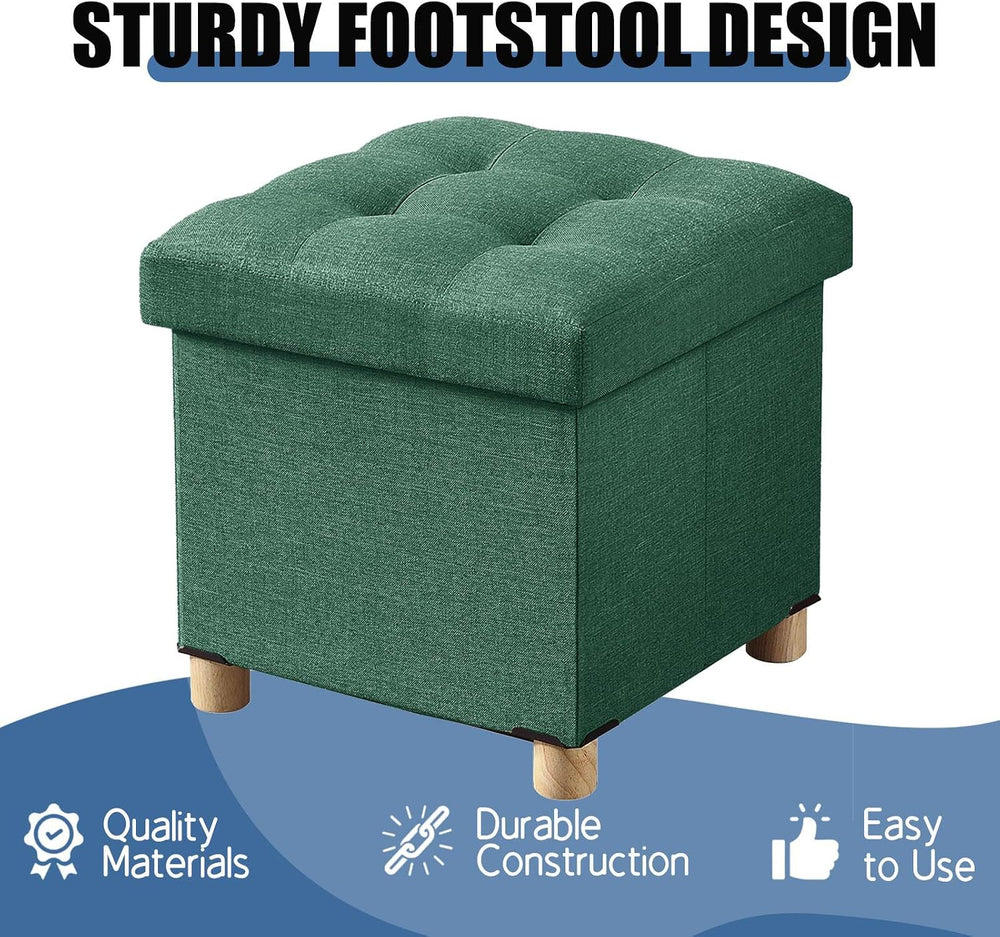 BRIAN & DANY 15 Inches Ottoman with Storage, Square Small Storage Ottoman...