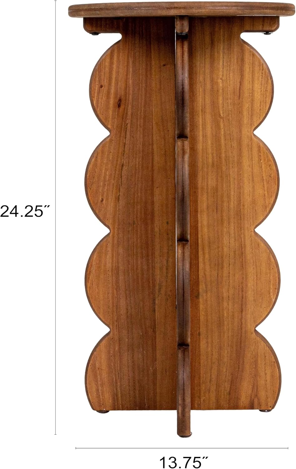 Creative Co-Op Scalloped Edge Accent Table, Walnut Finish