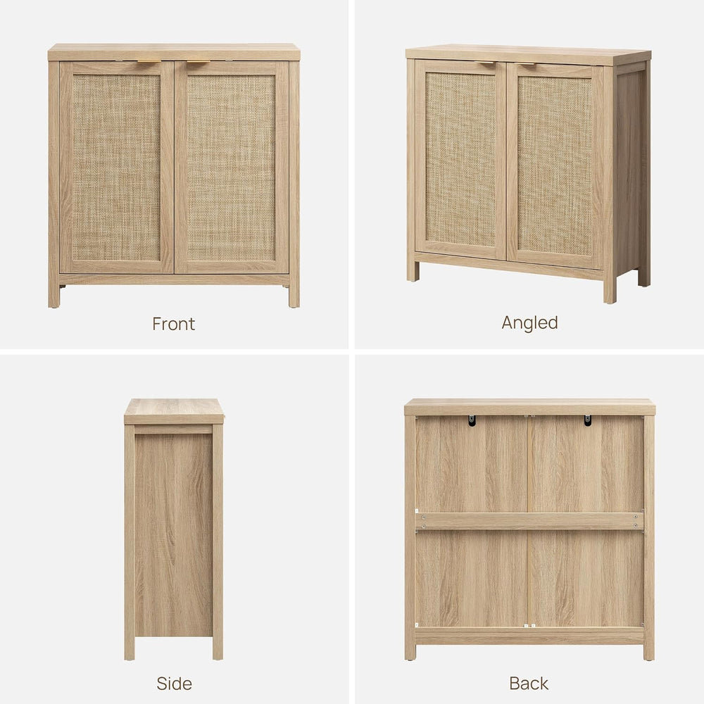 SICOTAS Sideboard Buffet Cabinet with Large Storage : Rattan Boho Credenza | ...