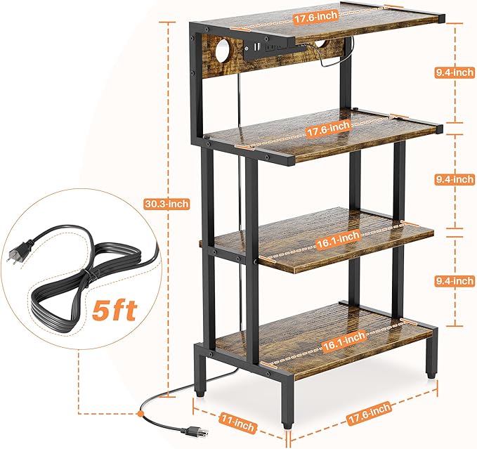 Aquzee Video Game Console Shelf, Stereo Racks - Media Stand with Outlet &...