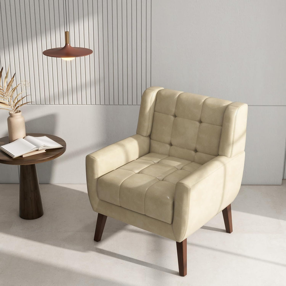 Accent Chair, Comfy Mid Century Modern Small Armchairs with Solid Wood Frame ...