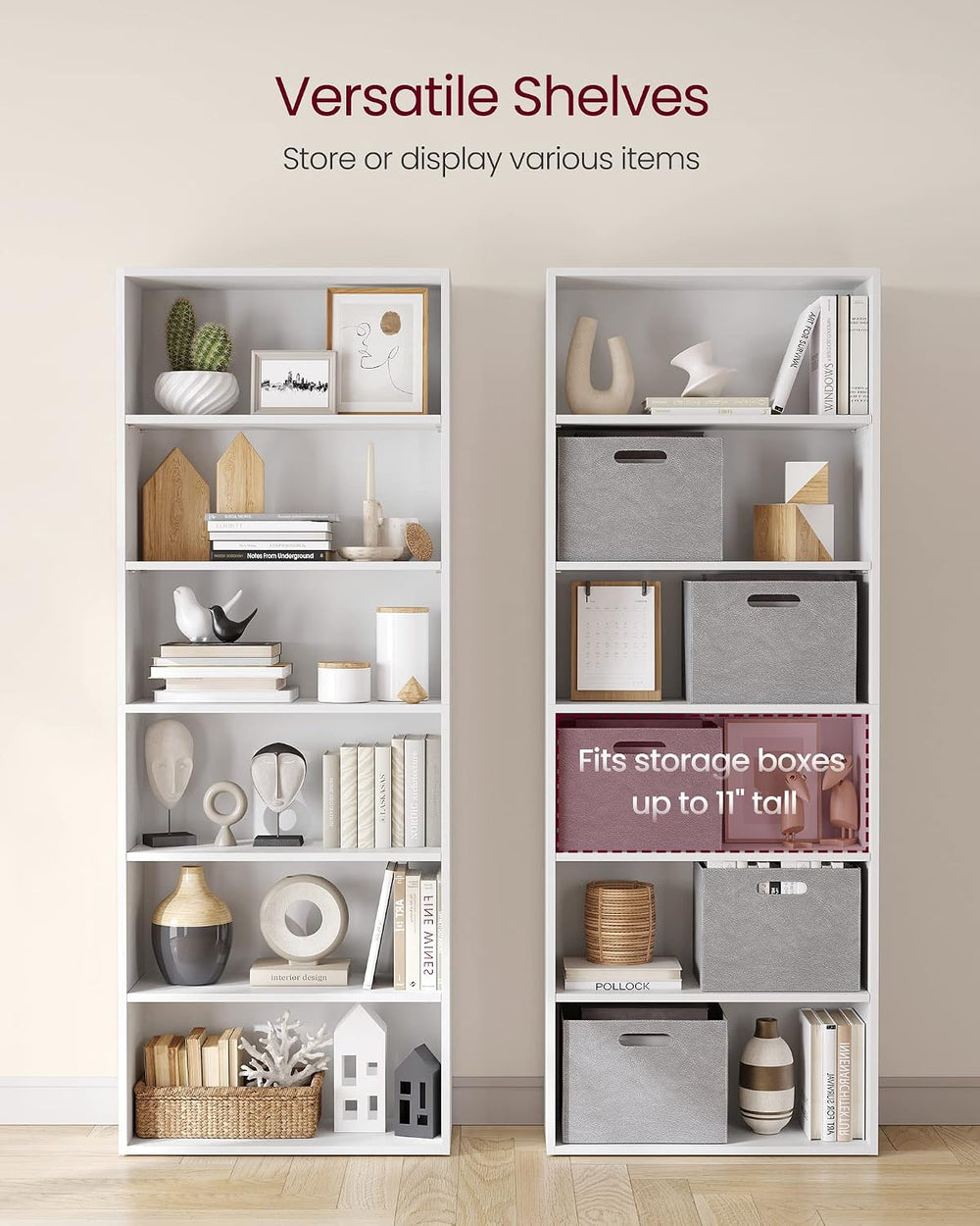 VASAGLE CUSTOS Collection - Bookshelf, 6-Tier Bookcase, Book Shelf, Open Stor...