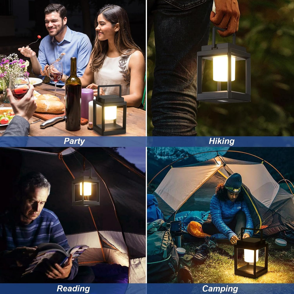 Solar Lantern Outdoor Table Lamp: Portable Hanging LED Lights - Waterproof De...