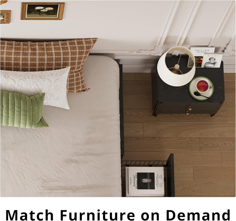 LIKIMIO King Bed Frame with 4 Storage Drawers, Charcoal Grey