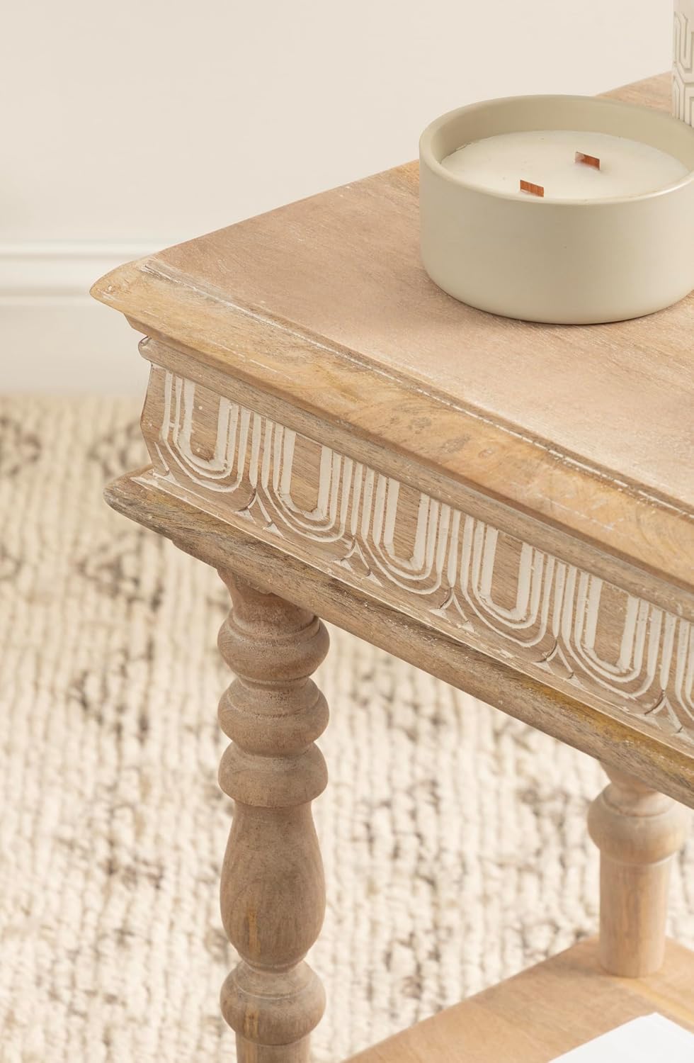 Kate and Laurel Patresa Traditional Carved Wood Side Table, 18 x 14 x 24, Lig...