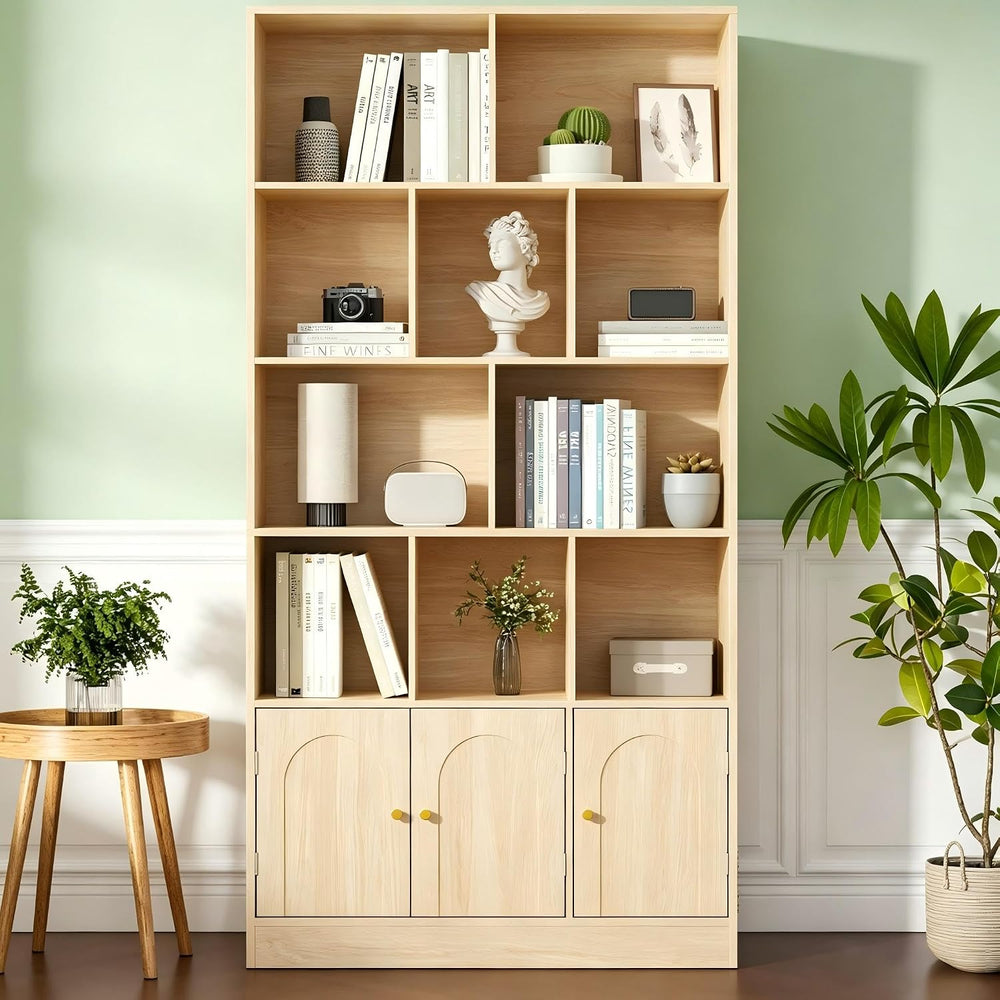 Housoul 71" Tall Bookshelf with 10 Cubes and 3 Doors, 4-Tier Bookshelf, ...