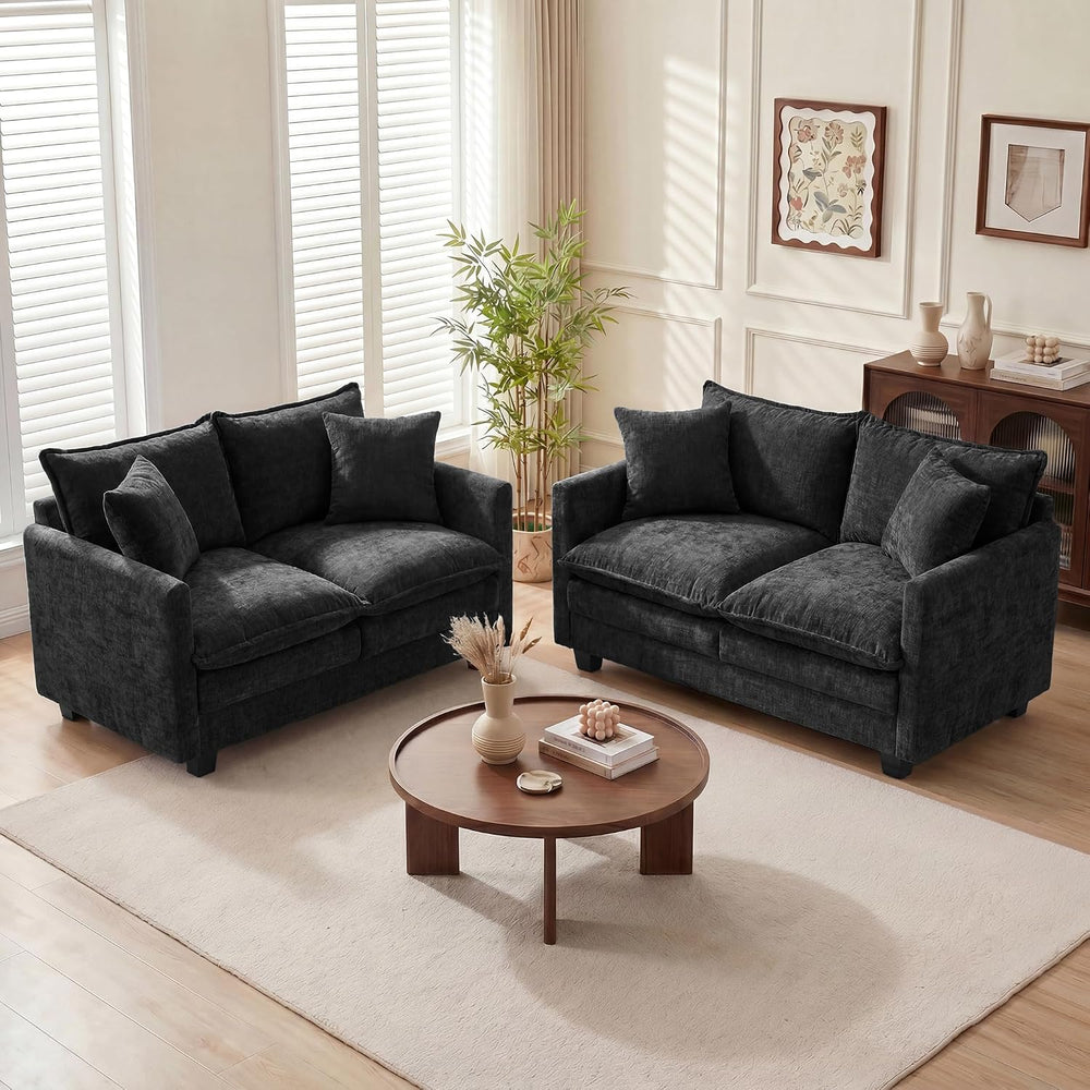 Loveseat Sofa Couch 2 Piece Set, Small Compact 50" Love Seat 27" De...