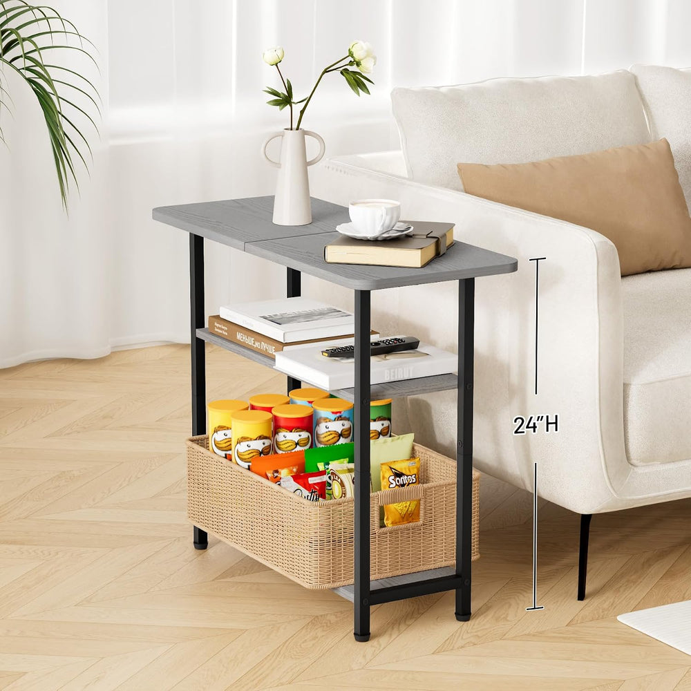 SLEEPING LAMB Side Table for Living Room, 3-Tier End Table for Small Space wi...