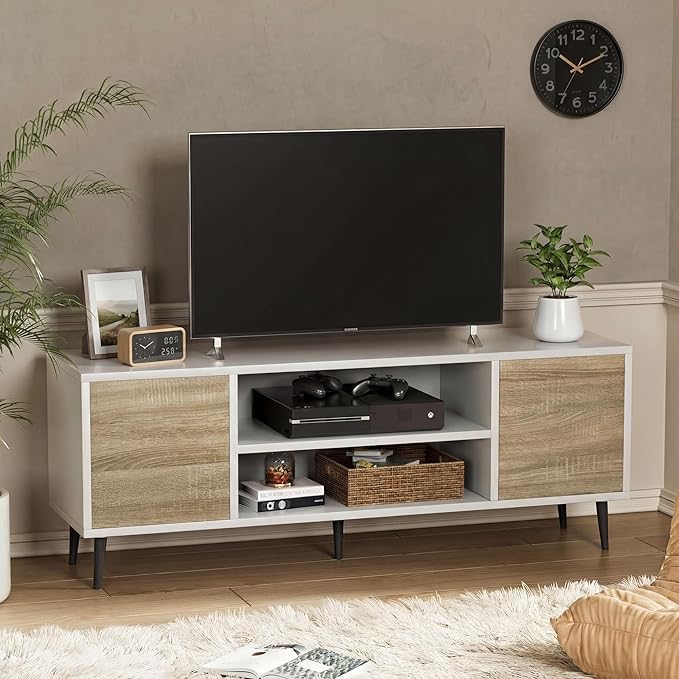 YESHOMY Modern TV Stand for 65" Television, Entertainment Center with Tw...