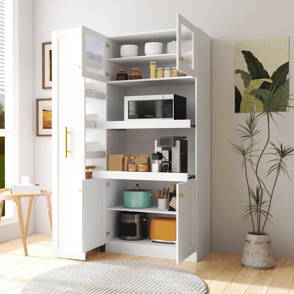 Modern Multi-Functional Cabinet, Farmhouse Storage Cabinet with 4 Doors, for ...