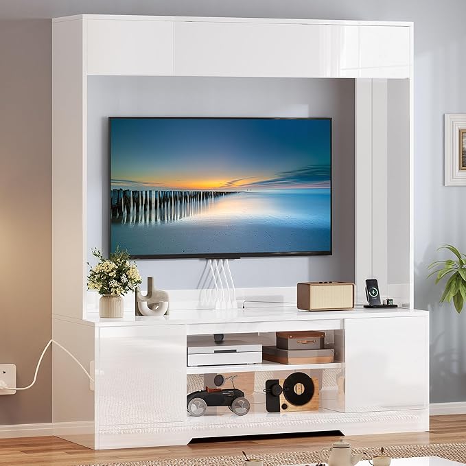 YITAHOME Wall Unit Entertainment Center for 65 Inch TV, Tall TV Stand with Po...