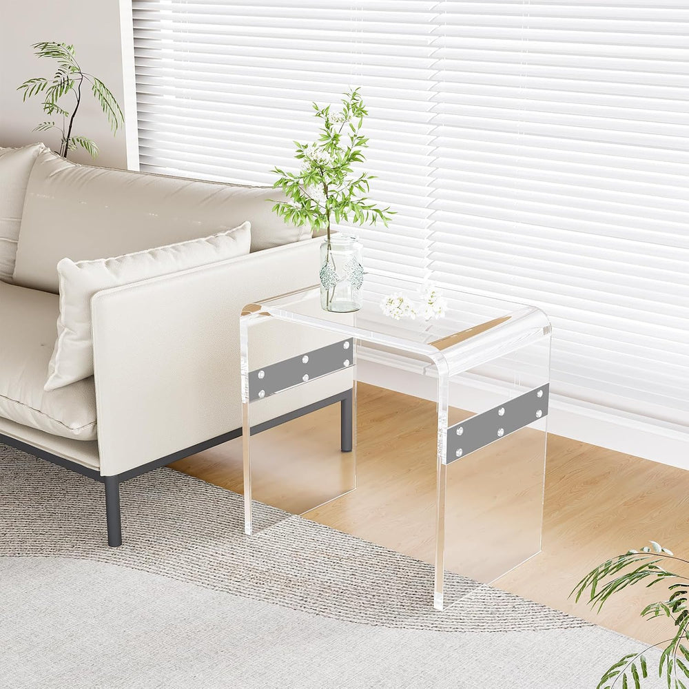 Dethan Clear Acrylic Accent Table, 16.3" x 12.0" x 18.1" U-Sha...