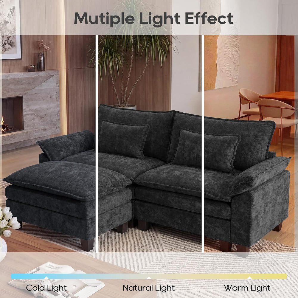 URRED Oversized Modular Sectional Sofa,Black:87" L Shaped