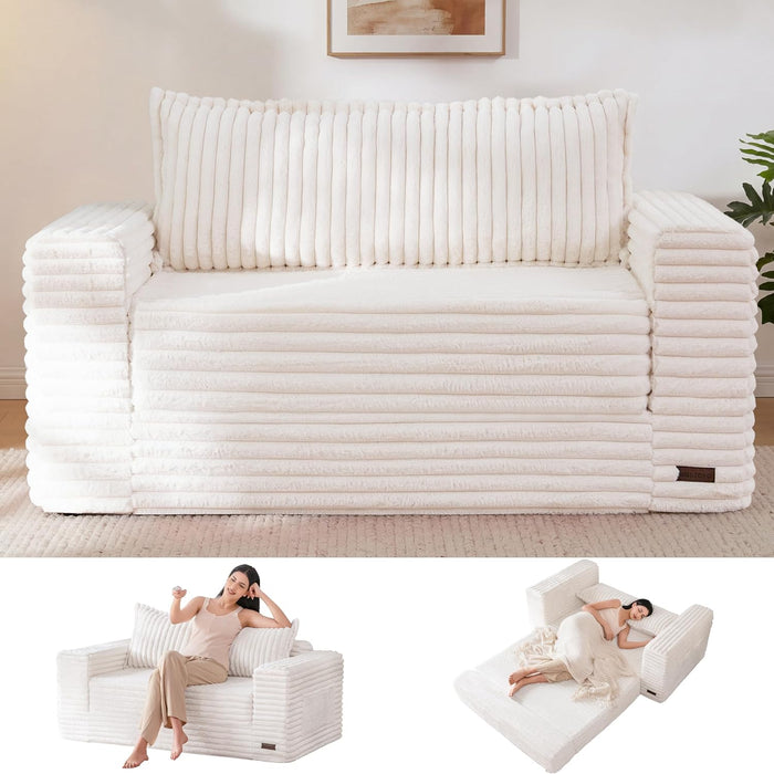 MAXYOYO Convertible Sofa Bed, Pull-Out Loveseat Couch Bed for Small Space
