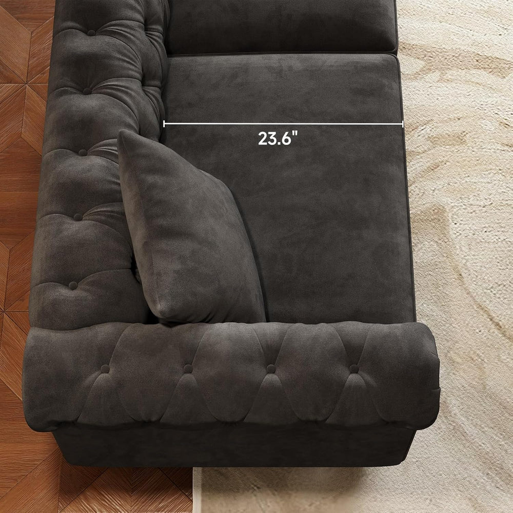 ONBRILL 82 Inch Chesterfield Sofa, 23 Inch Deep Seat Velvet Couch for Living ...