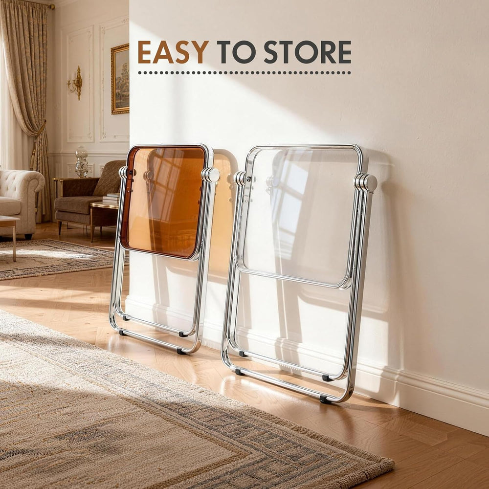 Folding TV Tray Table, Acrylic Foldable Side Desk - No Assembly, Space Saving...
