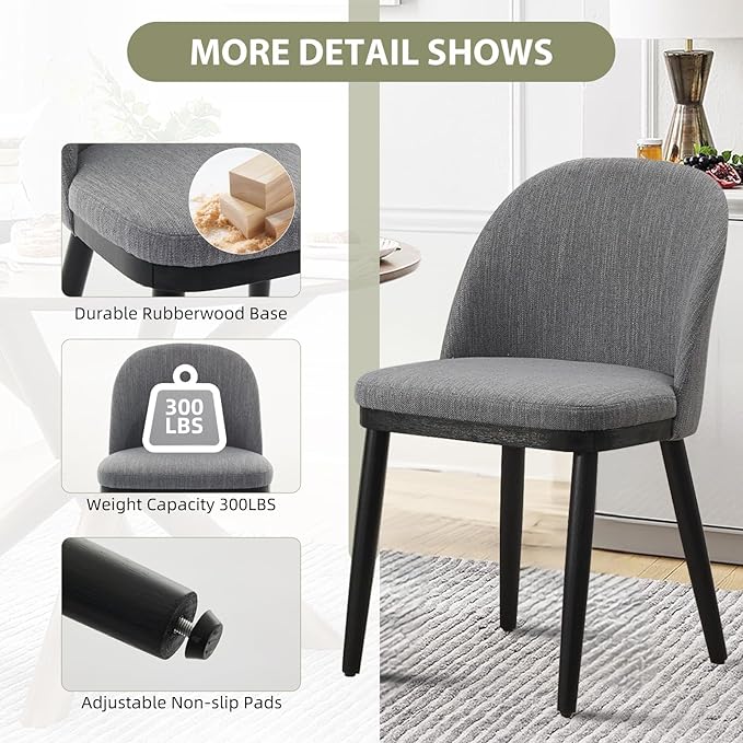 Garvee Wooden Dining Chairs Set of 4, Upholstered Kitchen Dining Room Chair, ...