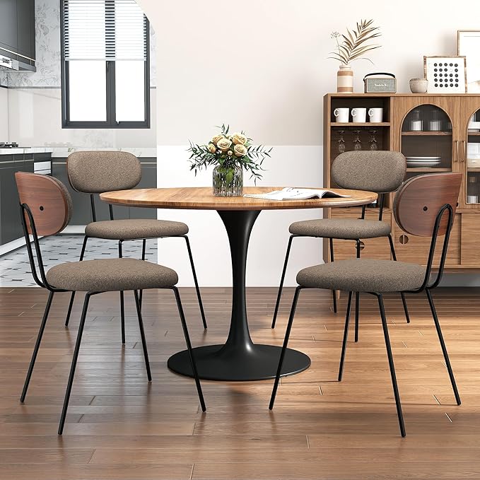 LSSPAID Dining Chairs Set of 4, Linen Fabric Upholstered Dining Room Chairs w...