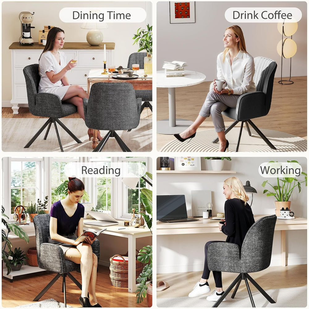 Furniliving Swivel Dining Chairs Set of 2, Upholstered Dining Room Chairs wit...