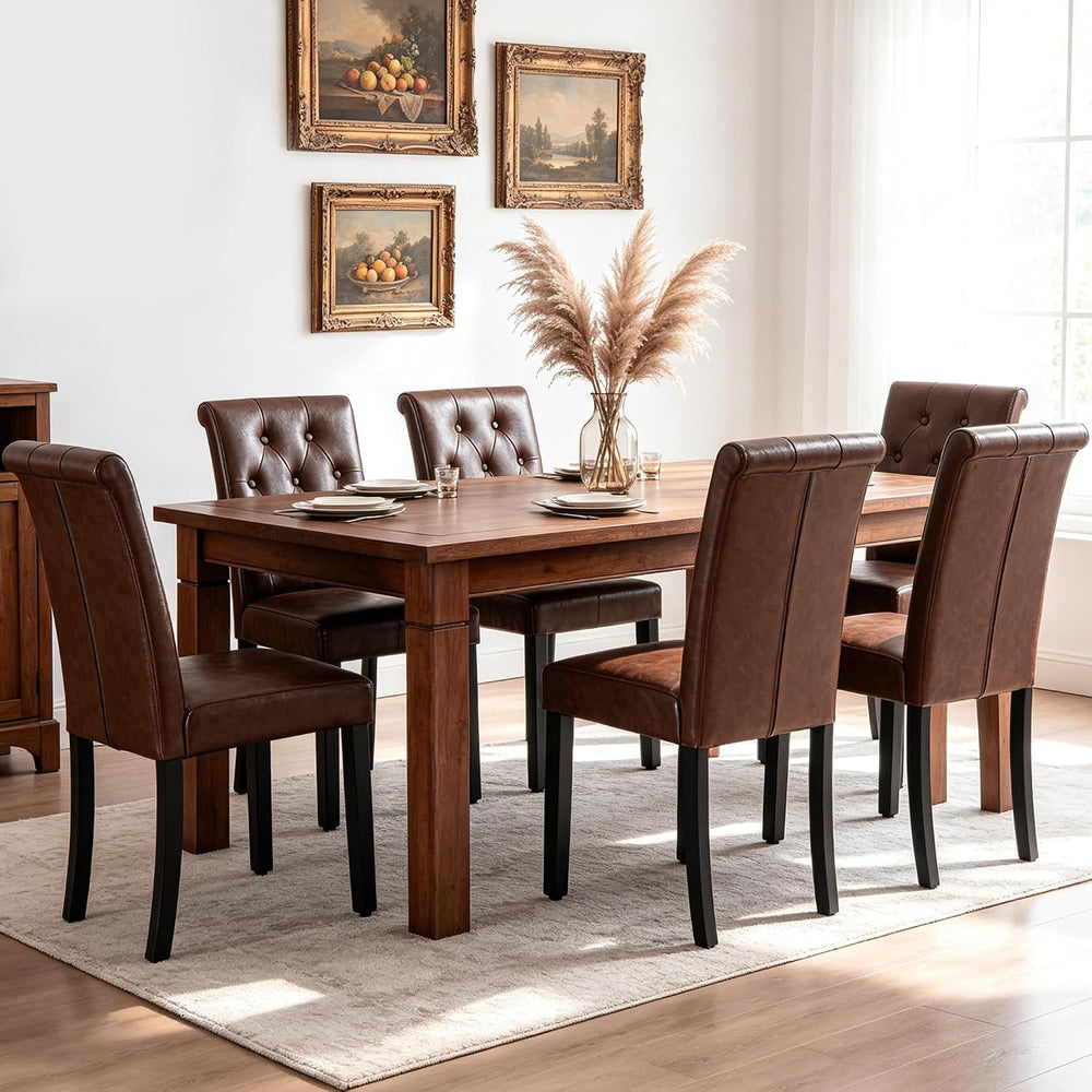 LSSBOUGHT Set of 2 Modern Tufted Dining Chairs, Button Padded Fabric Chairs w...