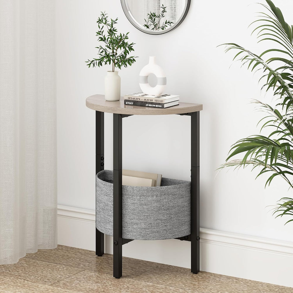 Vagusicc Small Round Side Table End Table, Tall Accent Table with Storage Bas...