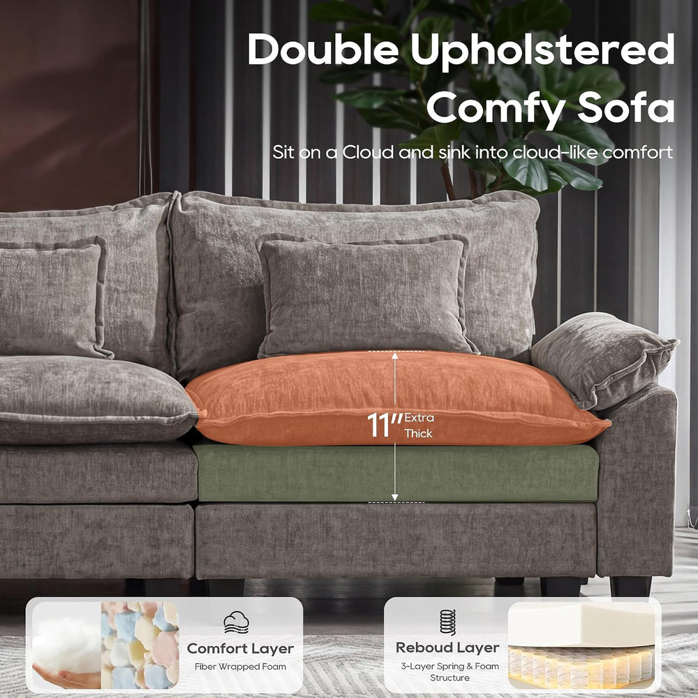 URRED Oversized Modular Sectional Sofa,Gray:157" U Shaped