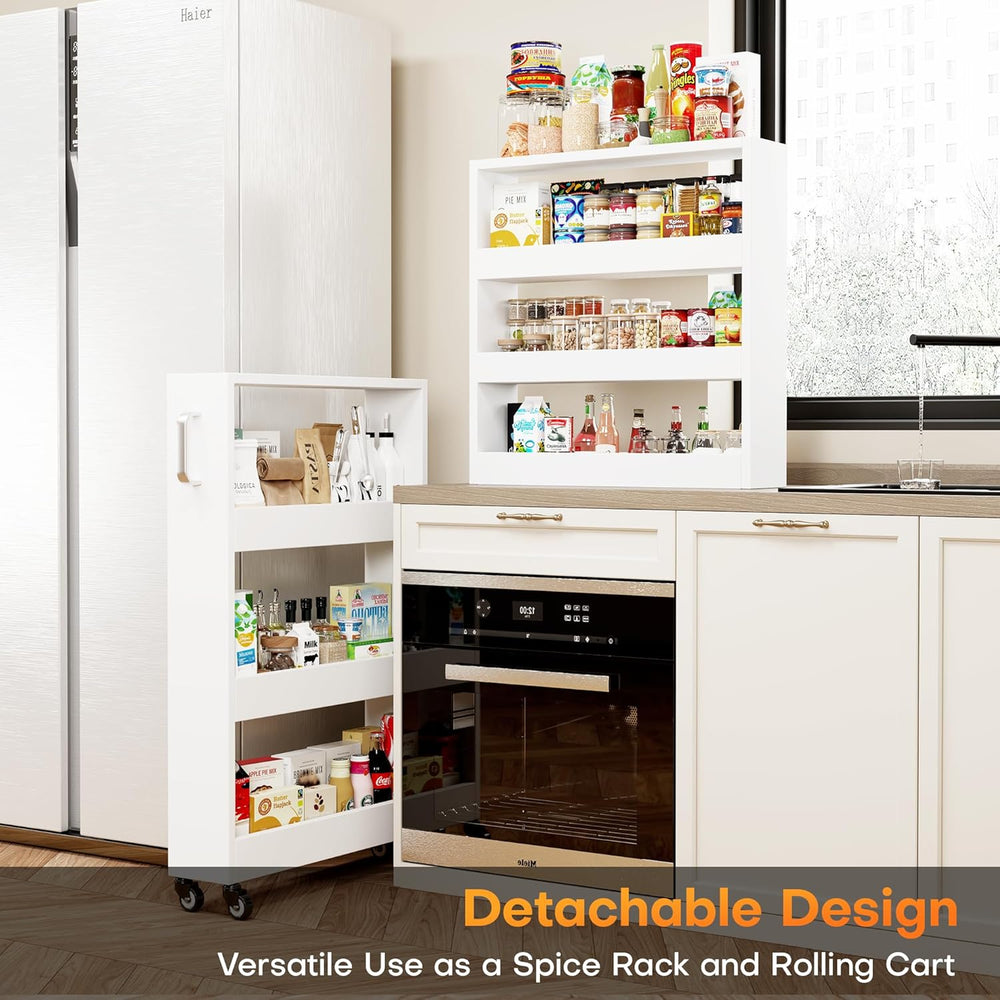 Slim Storage Cart, Lightweight 6 Tier Metal Rolling Utility Kitchen Cart on W...