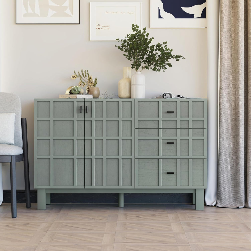 Aoikax 48” Sideboard, Buffet Cabinet with 2 Doors & 3 Drawers, Sage Green
