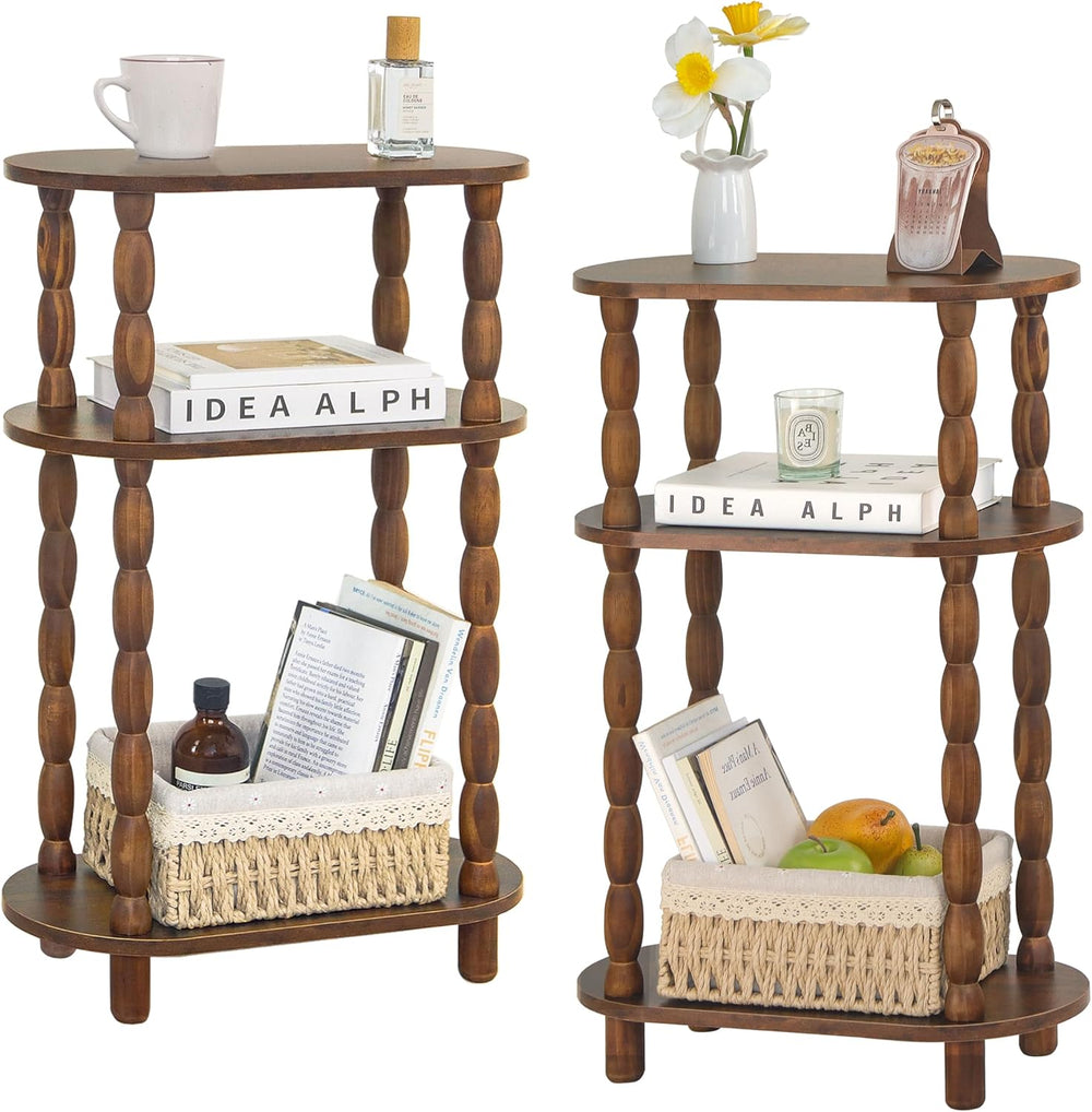 MaxSmeo Narrow Side Table Set of 2, 3-Tier Narrow End Table Living Room Set o...