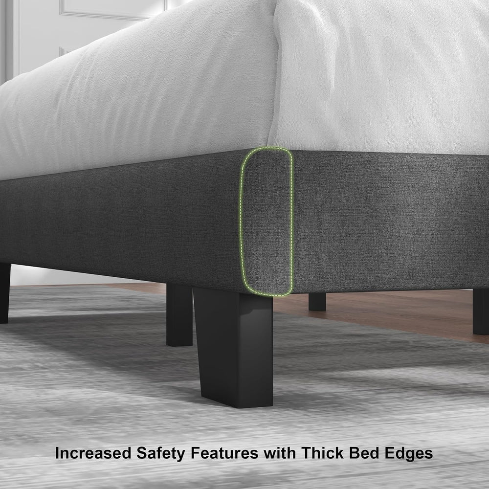 Feonase Full Size Platform Bed Frame, Fabric Upholstered Full Bed Frame, Soli...