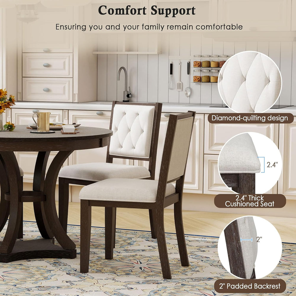 Bellemave Extendable Dining Table Set for 4, 5-Piece Retro Round Table Set wi...