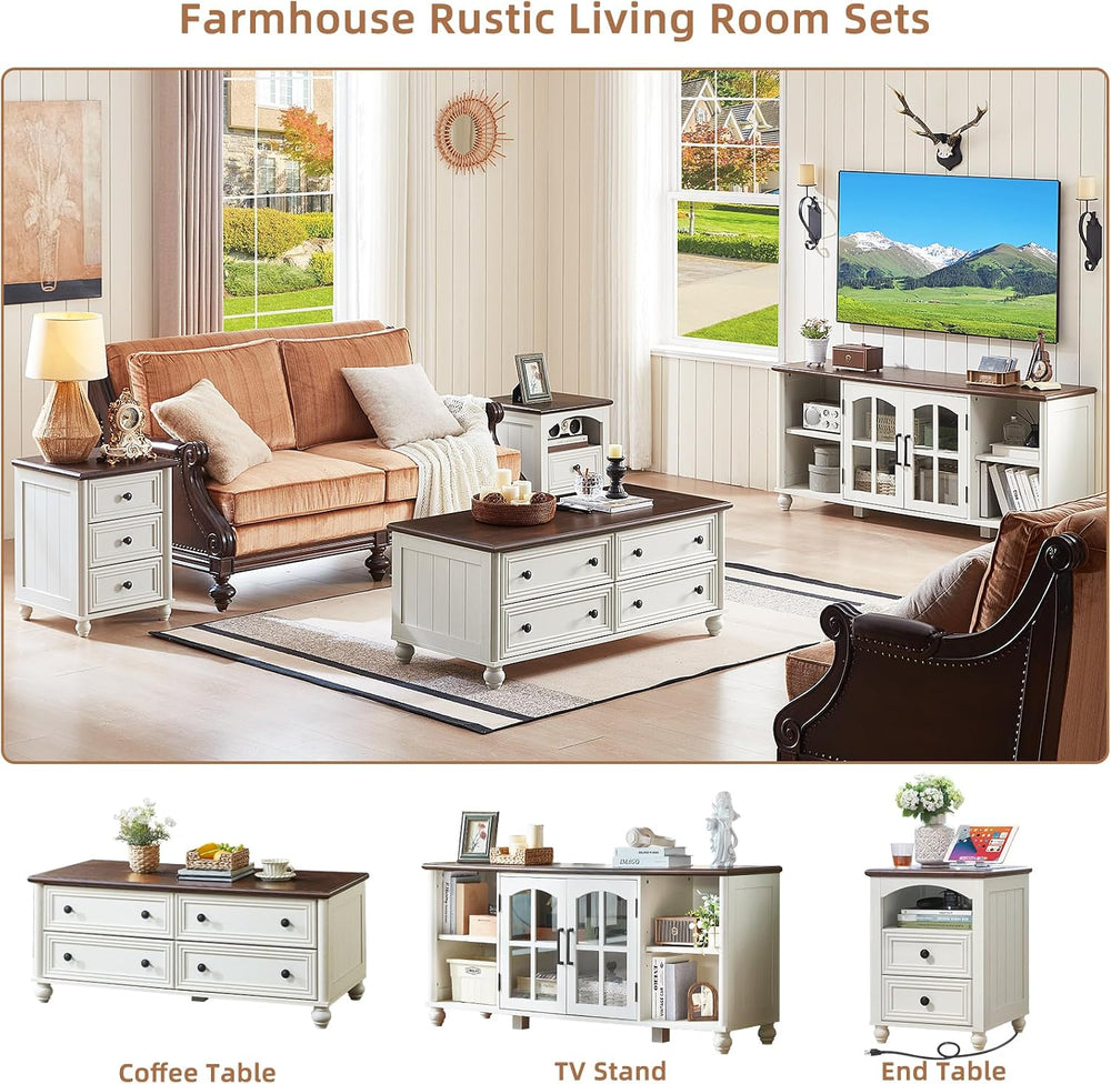 RWYHG Farmhouse TV Stand for 60 in TV, Entertainment Center for Living Room |...