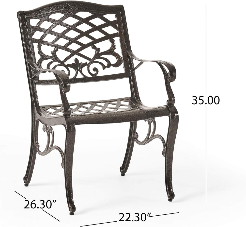 Christopher Knight Home Hallandale Outdoor Cast Aluminum Dining Set for Patio...