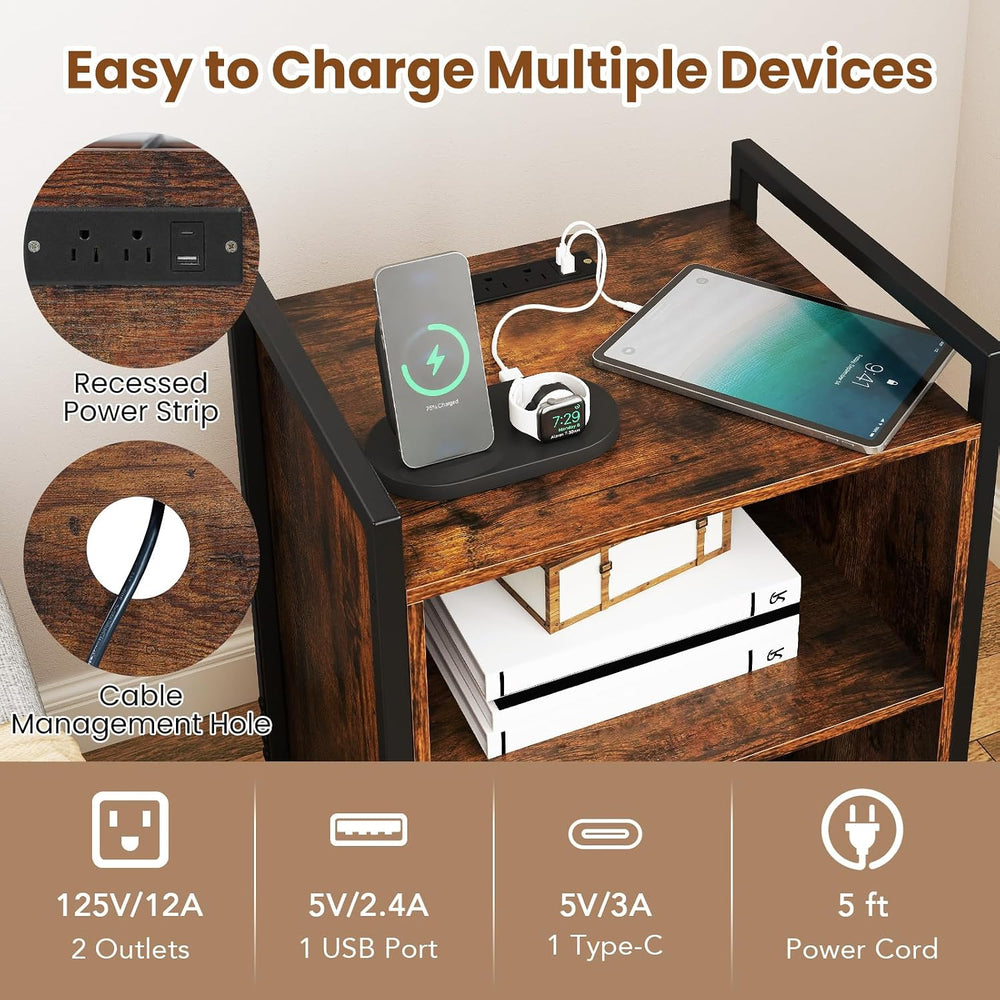 Giantex Record Player Stand with Charging Station, Mobile Turntable Stand wit...