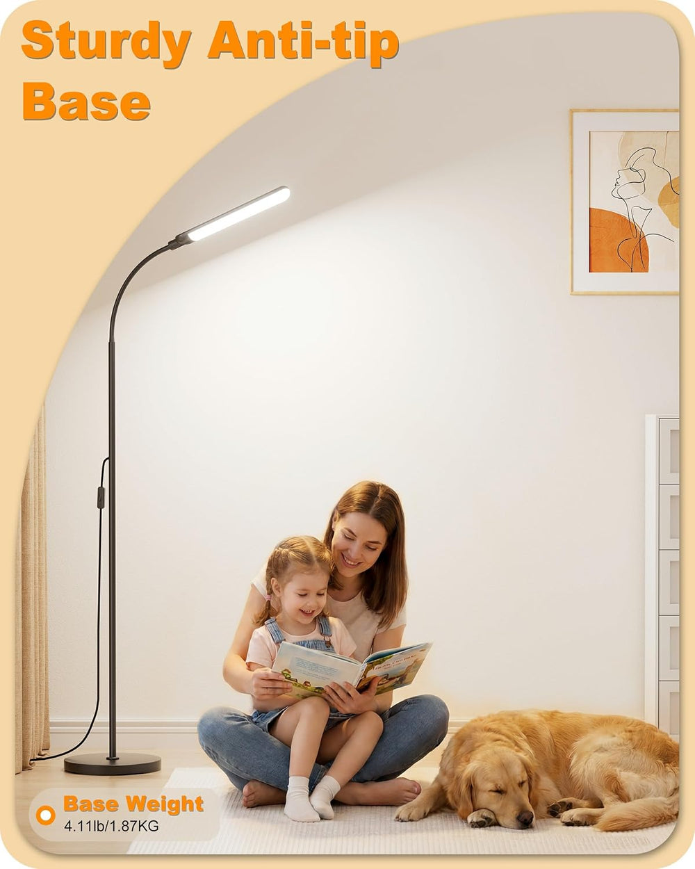 mukuxin LED Floor Lamp, 18W/1800lm Bright Reading Floor Lamp with Remote, Ste...