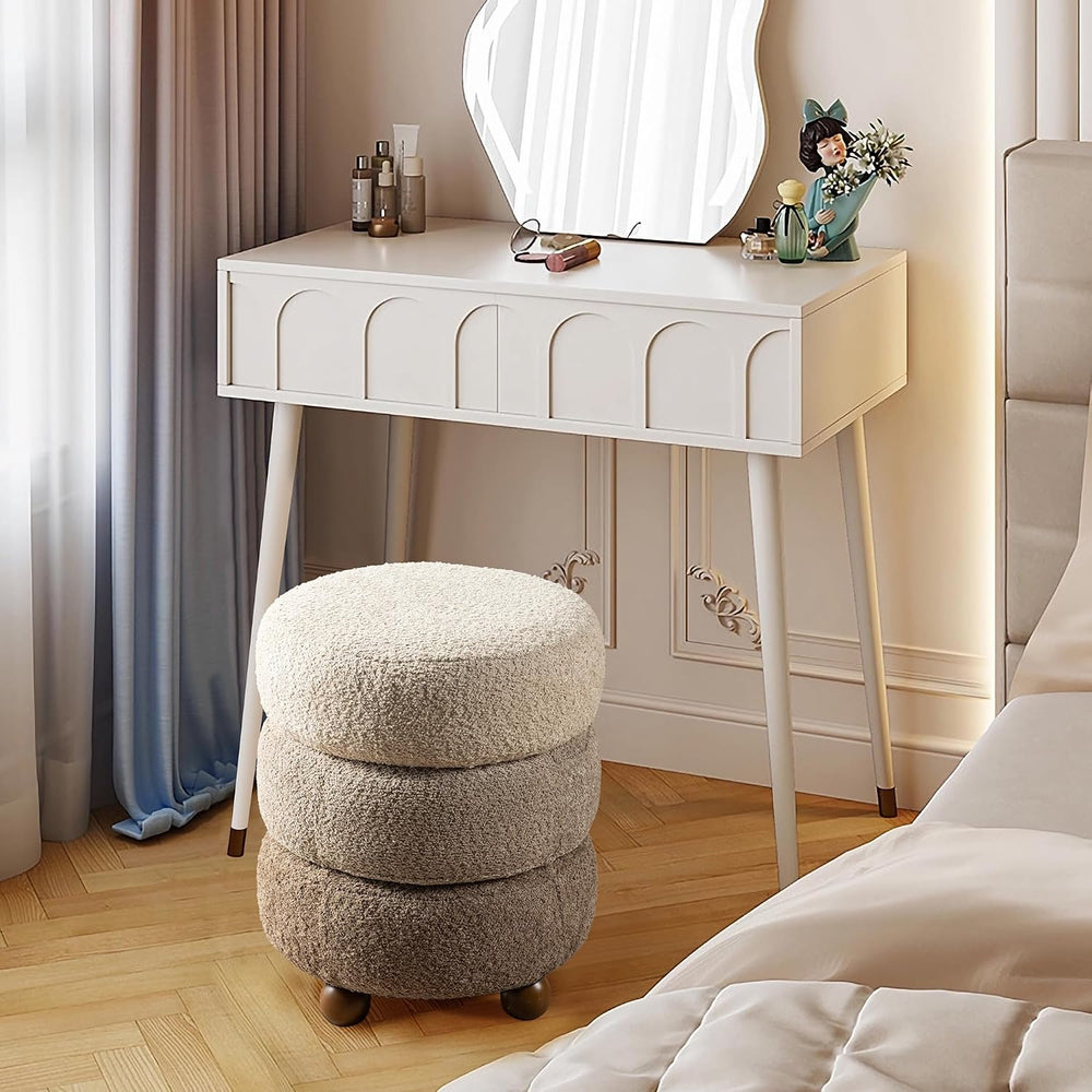 Glitzhome Round Ottoman with Storage, Small Foot Stool, Modern Accent Stool U...
