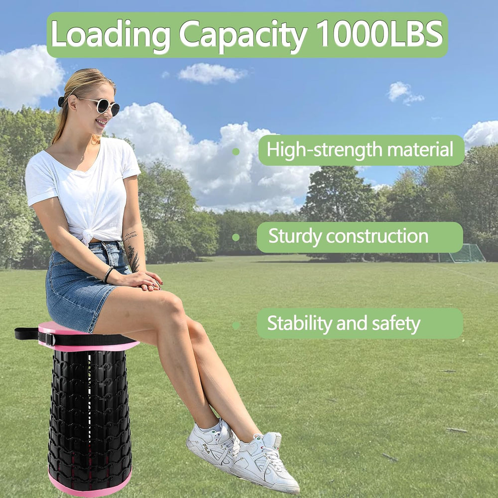 Upgraded XXL Collapsilbe Stool with Cushion,More Sturdy and Height 19.7“,D11....