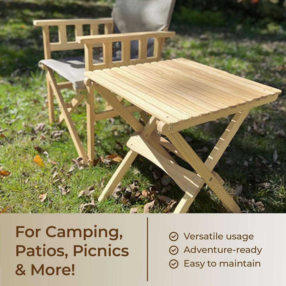 BYER OF MAINE Pangean Folding Wooden Side Table, and Garden Use, Patio