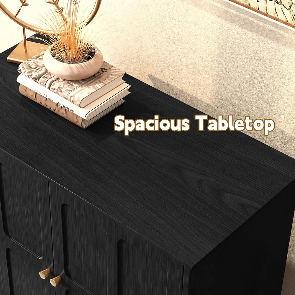 ARTPOWER Black Sideboard Buffet Cabinet with Storage, Mid-Century Modern Stor...