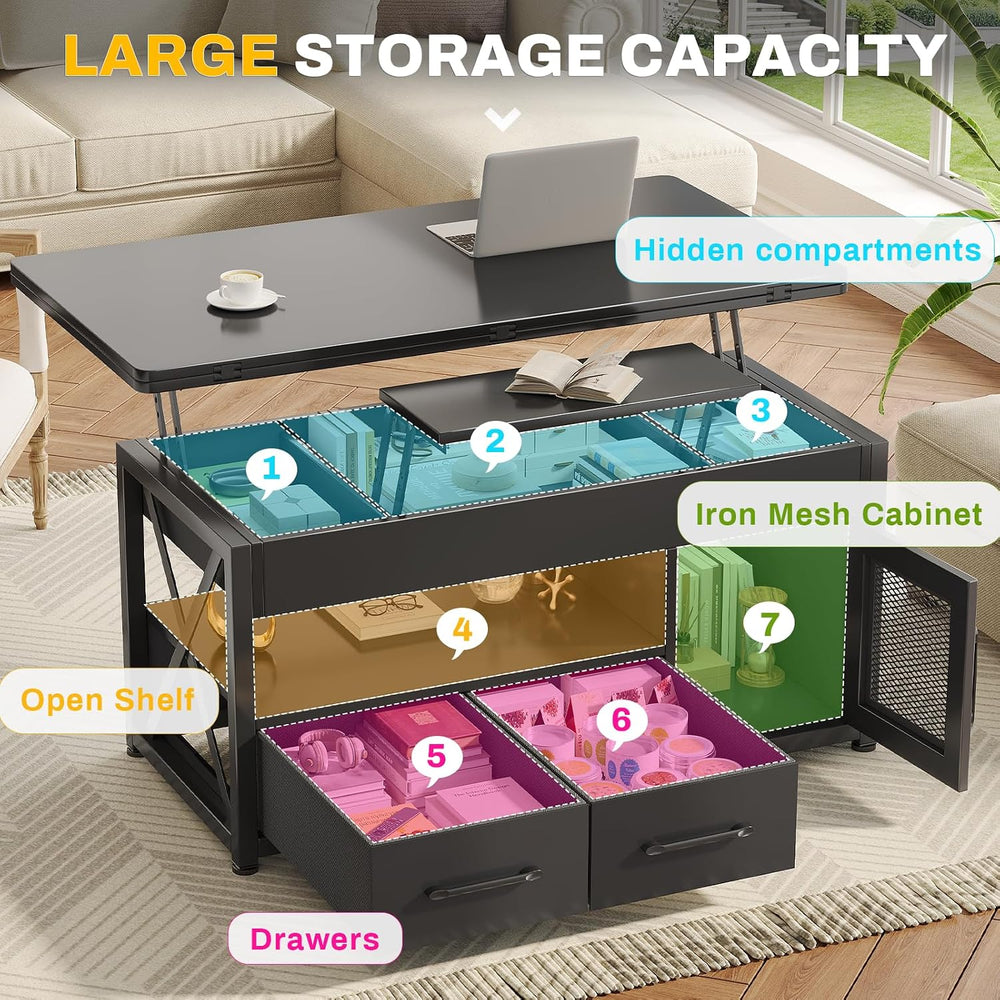 Itaar 40" Lift Top Coffee Table with Storage for Living Room, 4 in 1 Table